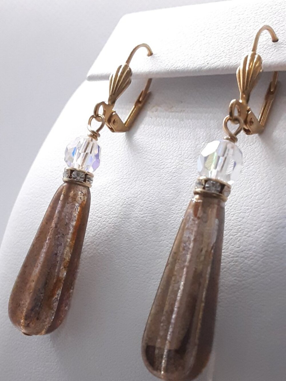 NEW Holly Yashi Brown Tear Drop Lever Back Earrings - Picture 6 of 11